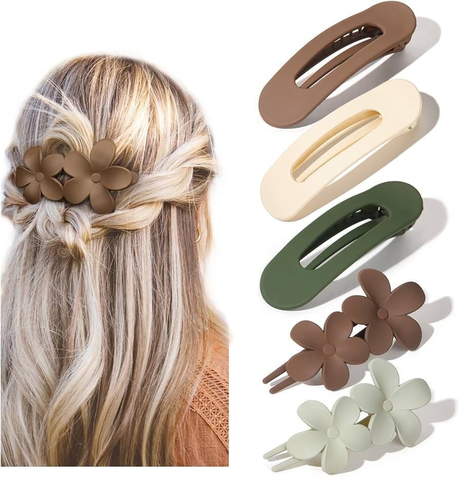 YANIBEST 5 Pcs Flat Hair Clips - Stylish Lay Flat Claw Clips for All Hair Types,Multi-Styles Matt... | Amazon (US)