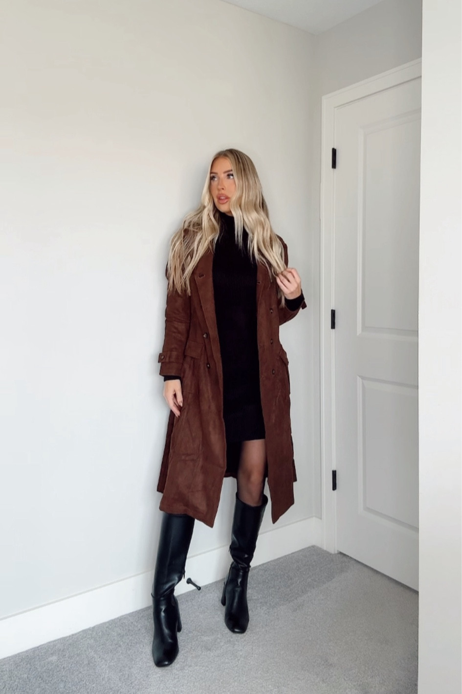 Thanksgiving outfit inspo 🦃 wearing a size M in the coat and sweater dress

#LTKFindsUnder100 #LTKStyleTip #LTKFindsUnder50