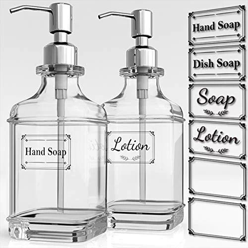 GLADPURE Soap Dispenser - 2 Pack, 18 Oz Antique Design Thick Glass Hand Soap Dispensers; with 304... | Walmart (US)