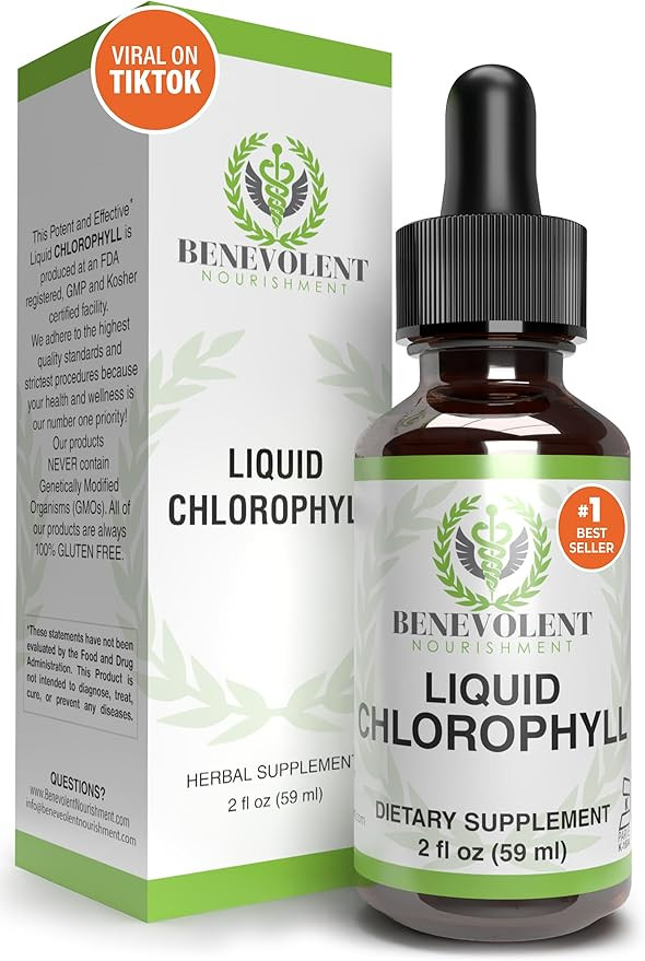 Benevolent Chlorophyll Liquid Drops with Copper for Max Absorption - Detox & Immune Support, Inte... | Amazon (US)