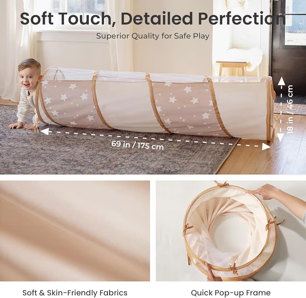 Tiny Land Tunnel Toys for Toddlers, 69" x 18" Baby Tunnel Crawl Indoor, Play Tunnel for Kids to C... | Amazon (US)