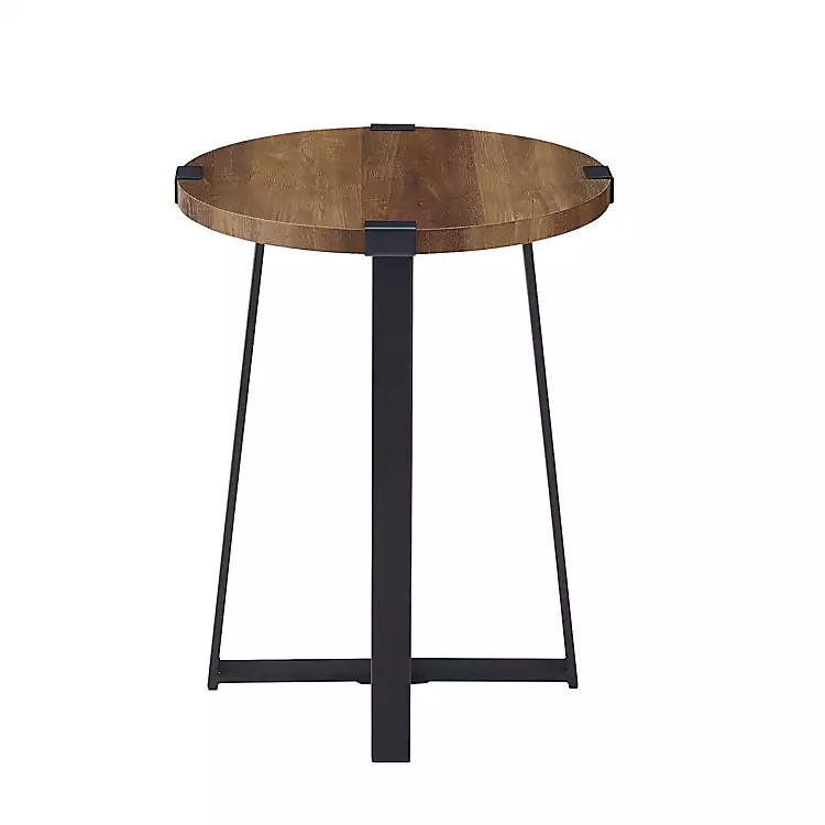 Oak Urban Rustic Round Accent Table | Kirkland's Home