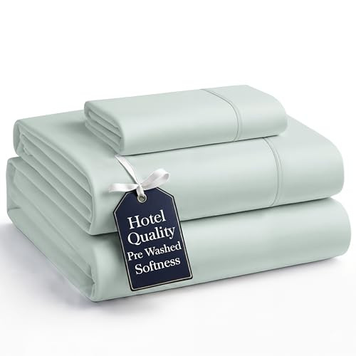 Casa Platino Twin Size Sheets Set – Pre-Washed Bedding, Ultra Soft & Cozy, 3 Piece Set, Fade-Resistant Sheet Set Twin, Brushed Durable Microfiber Sheets with Deep Pockets – Mineral | Amazon (US)