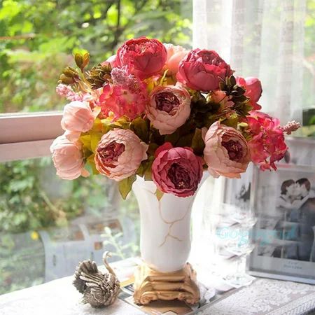 Meigar Springs Flowers Artificial Silk Peony Bouquets Home Garden Wedding Party Bridal Bouquet De... | Walmart (US)