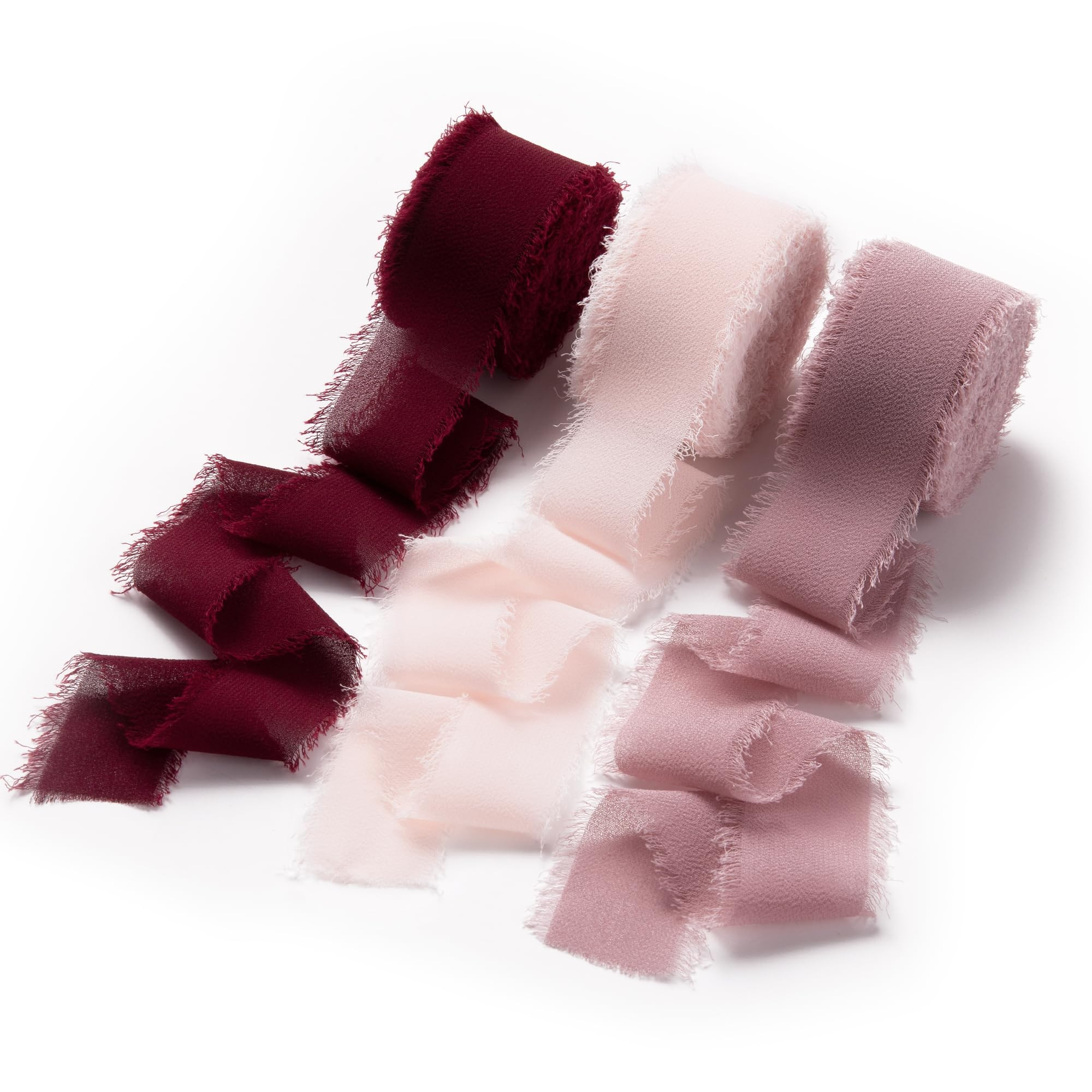DORIS HOME Burgundy and Pink Chiffon Ribbon for Flower Bouquet, 1" x21Yd Fabric Ribbon for Gift W... | Amazon (US)