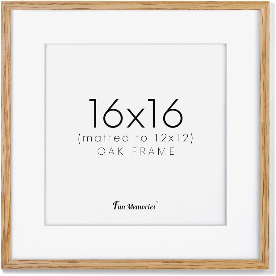 Amazon.com - 16x16 Picture Frame, Solid Oak Wood Frame 16 x 16, 16x16 Square Frame Matted to 12x1... | Amazon (US)