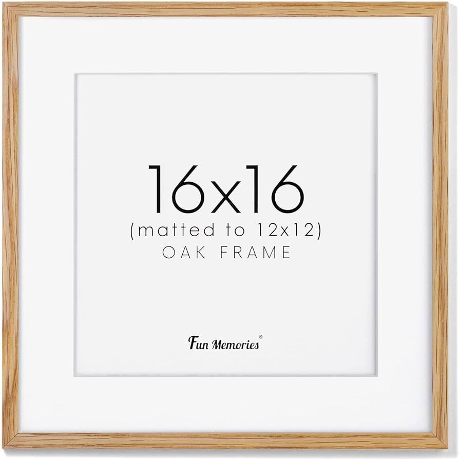 Amazon.com - 16x16 Picture Frame, Solid Oak Wood Frame 16 x 16, 16x16 Square Frame Matted to 12x1... | Amazon (US)