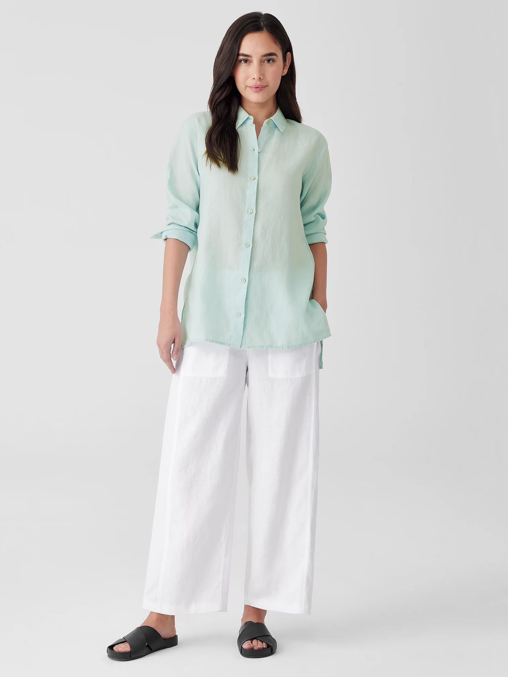 Handkerchief Linen Classic Collar Shirt | Eileen Fisher