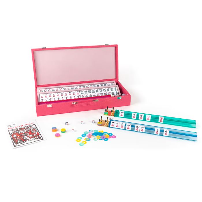 Brouk & Co. Pink Faux Leather Mahjong Set | Ross-Simons