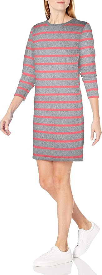 Amazon Essentials Women's Crewneck Long-Sleeve French Terry Fleece Above-the-Knee Dress | Amazon (US)