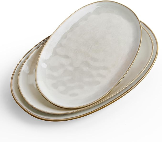 famiware Serving Platter, Oval 15.59/14.3/12.9 inch Serving Dishes for Entertaining, Serving Bowl... | Amazon (US)