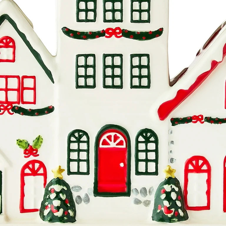 Trio of Houses Christmas Tabletop Decoration, Red/White/Green, 8.25" x 7", by Holiday Time | Walmart (US)