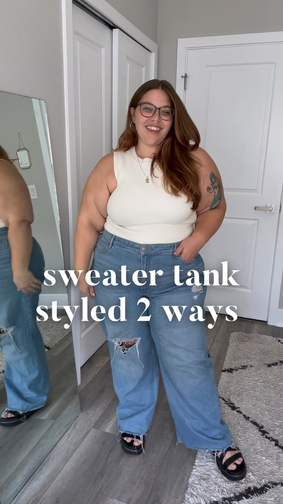 Plus size sweater tank top style two ways 🍁 plus size fall outfits inspiration 

#LTKcurves #LTKFind #LTKstyletip
