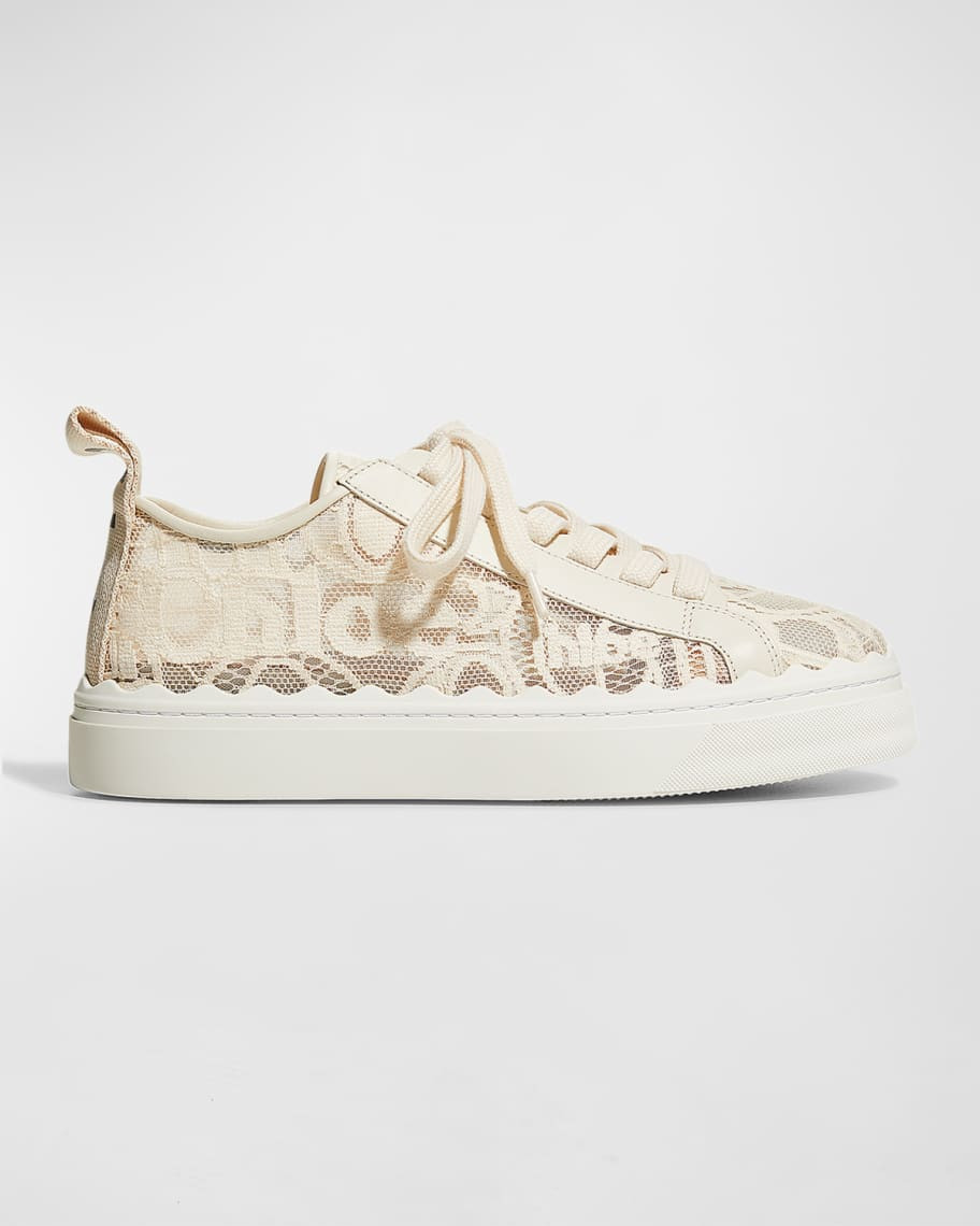 Chloe Lauren Logo Lace Low-Top Sneakers | Neiman Marcus