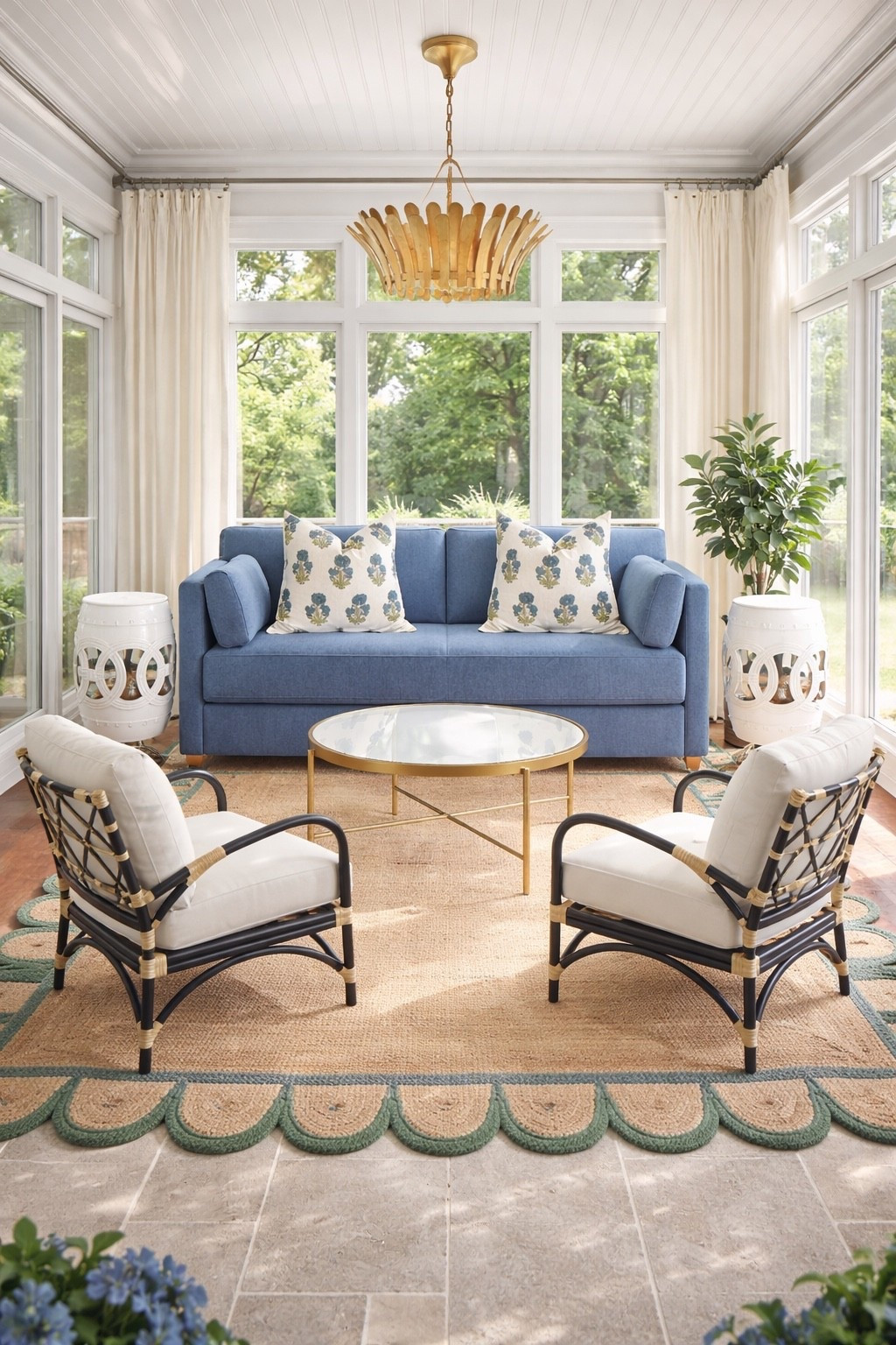 A bright, preppy design that has me feeling all the happy spring feelings 💙🌿 Perfect for updating your living room, sunroom or any small sitting area - using all furniture finds under $500!

#LTKHome #LTKSpringSale #LTKspringtrends