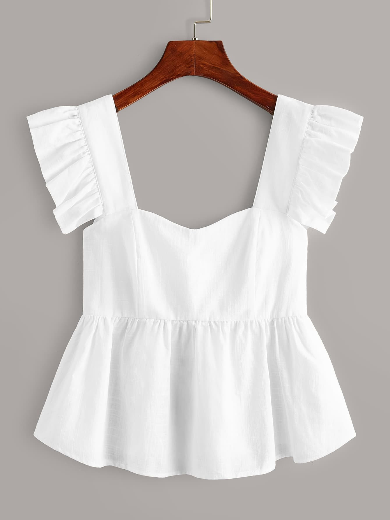 SHEIN Ruffled Sweetheart Neck Peplum Top | SHEIN