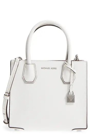 Michael Michael Kors Mercer Leather Crossbody Bag - White | Nordstrom