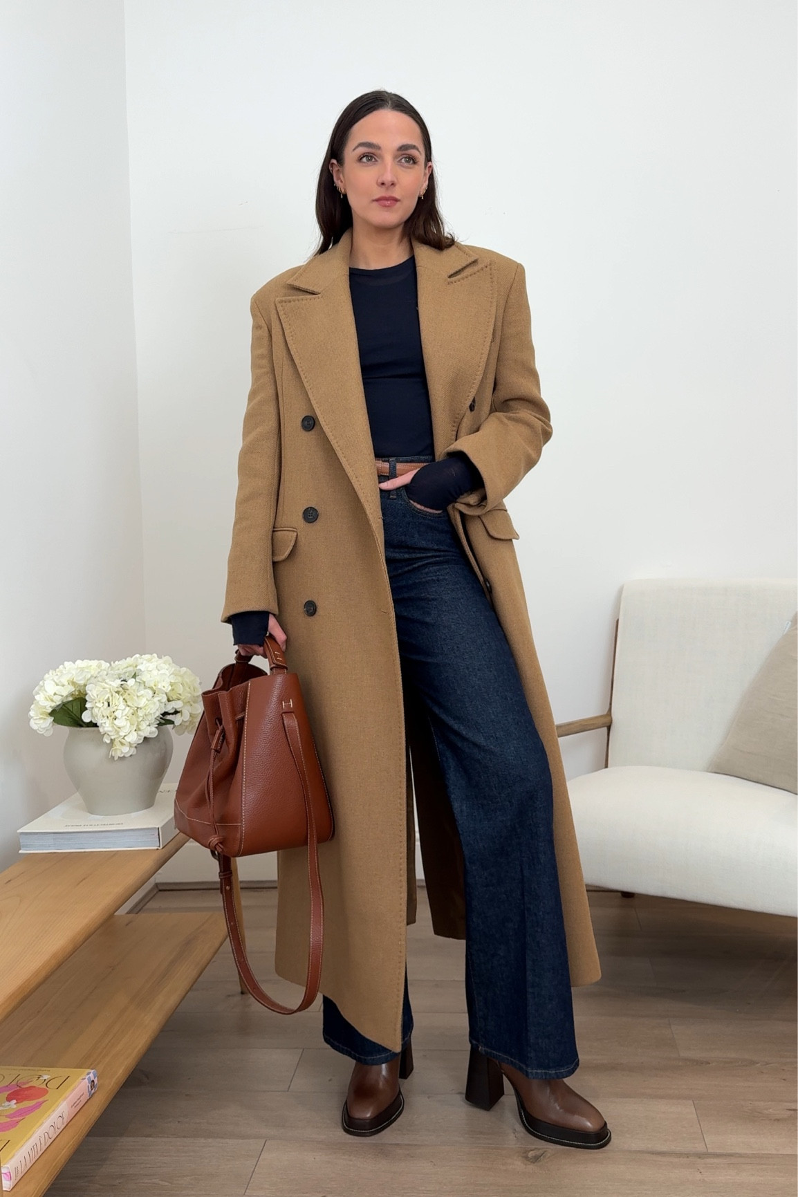 Everyday outfit, dark denim jeans, camel coat, long coat, brown boots, winter outfit, Karen Millen, River Island, Chic outfit 

#LTKeurope #LTKstyletip