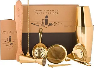 A Bar Above 14-Piece Gold Bar Set – Cocktail Shaker Set – Gold Bartender Kit w/Boston Shaker,... | Amazon (US)