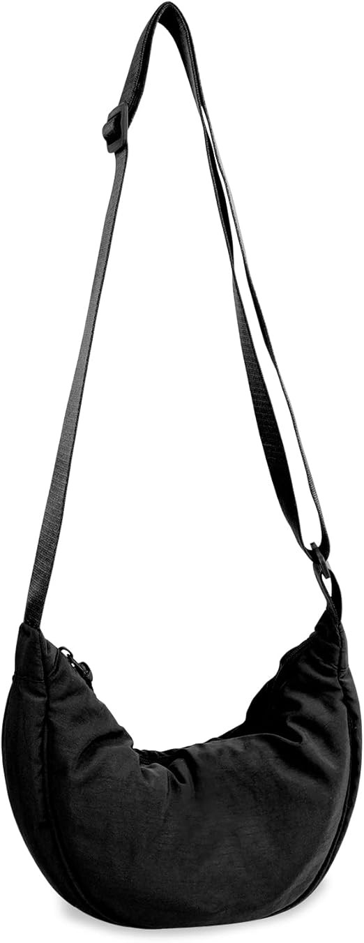 Small Nylon Crescent Crossbody Purses Bag for Women Men Trendy,Travel Sling Bag | Amazon (US)