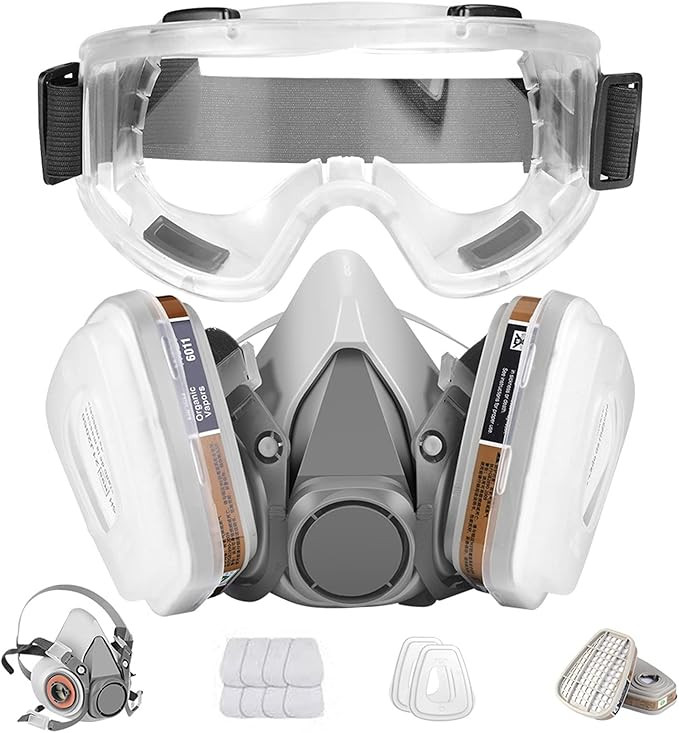 Respirator Mask,Half Facepiece Gas Mask with Safety Glasses Reusable Professional Breathing Prote... | Amazon (US)