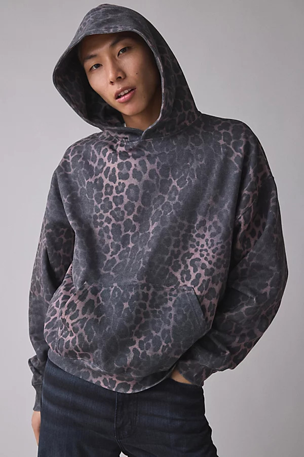 Leopard Print Hoodie Sweatshirt in Leopard, Men's at Urban Outfitters | Urban Outfitters (US and RoW)