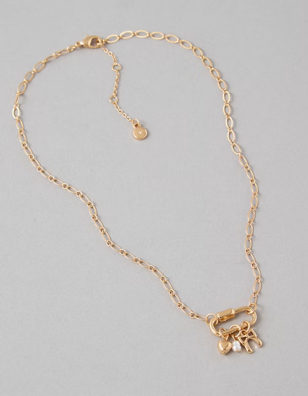 AEO Gold Charm Carabiner Necklace | American Eagle Outfitters (US & CA)