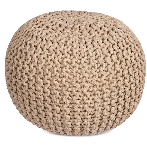 BirdRock Home Round Pouf Foot Stool Ottoman - Natural | Walmart (US)