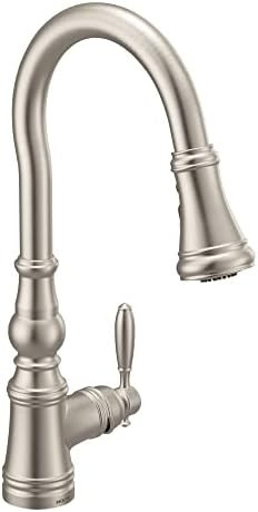 Moen Weymouth Spot Resist Stainless One-Handle Traditional Pulldown Kitchen Faucet with Power Boo... | Amazon (US)