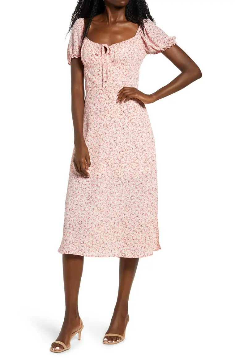 Floral Sweetheart Neck Midi Dress | Nordstrom
