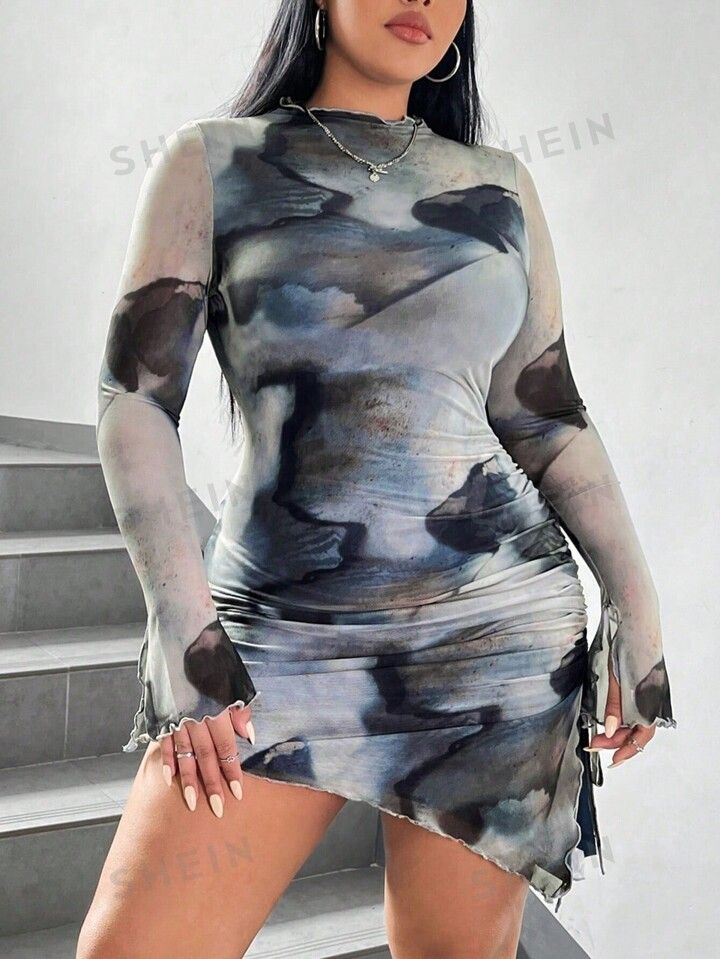 SHEIN EZwear Knitted Mesh Bodycon Dress | SHEIN