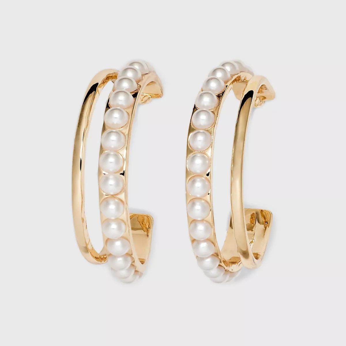 Pearl Double Illusion Hoop Earrings - A New Day™ Gold | Target
