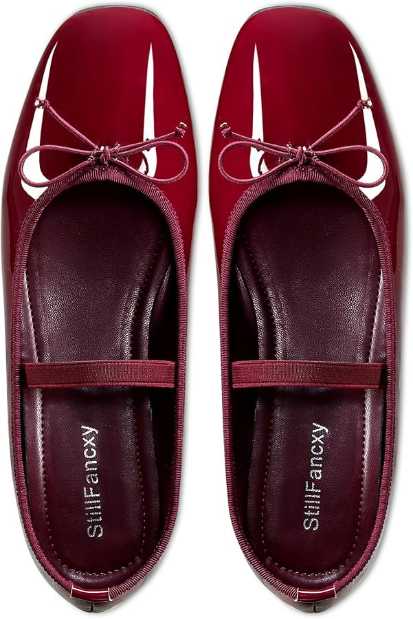Ballet Flats with Bow Square Toe Ballerina Flats Slip on Bowknot Flat Shoes for Women Dressy Comf... | Amazon (US)