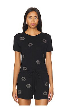 Lauren Moshi Ursula Short Sleeve Baby Tee Stud Kisses in Black from Revolve.com | Revolve Clothing (Global)