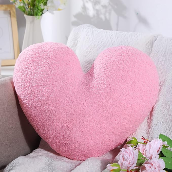 Fumete Cute Heart Plush Pillow 14 X 17 Inch Fluffy Heart Shape Cushion Toy Throw Pillows Stuffed ... | Amazon (US)