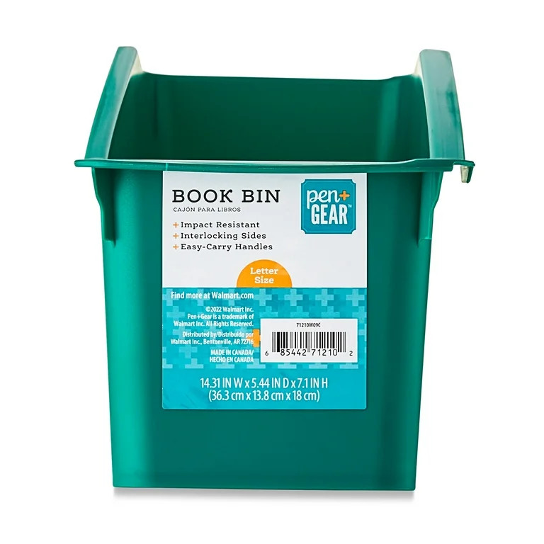 Pen+Gear Plastic Desktop Book Organizer Bin, Emerald Green | Walmart (US)