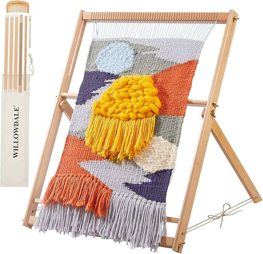 WILLOWDALE 25.2"H x 19.3"W Weaving Loom with Stand Wooden Multi-Craft Weaving Loom Arts & Crafts,... | Amazon (US)