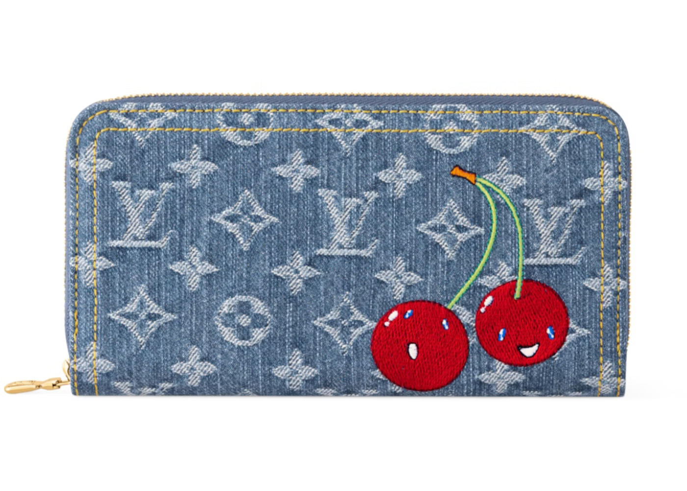 Louis Vuitton x Takashi Murakami Cherry Zippy WalletDenim Monogram | StockX