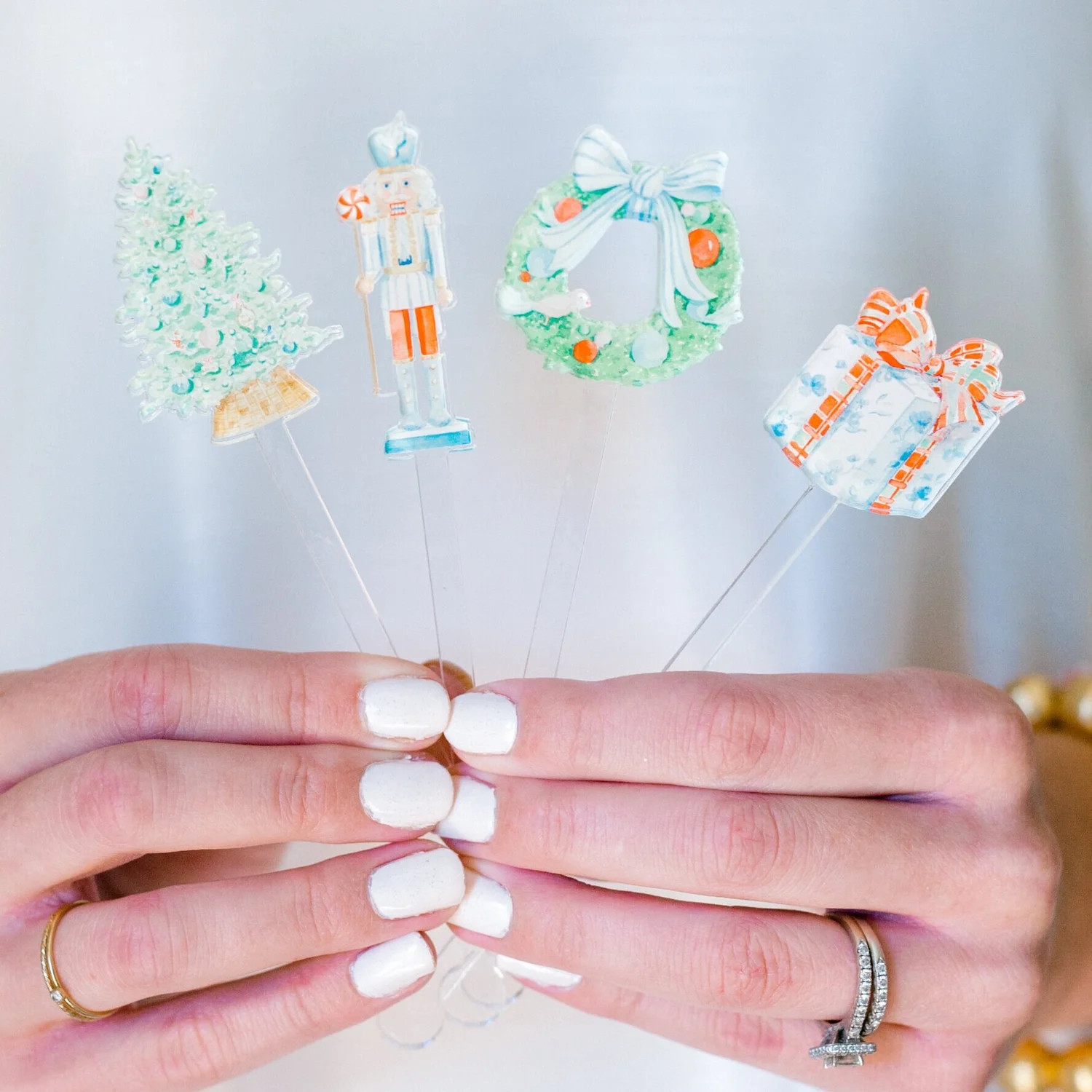 Blue and White Christmas Acrylic Stir Sticks Set of 4 (Variety Pack) — Simply Jessica Marie | Simply Jessica Marie