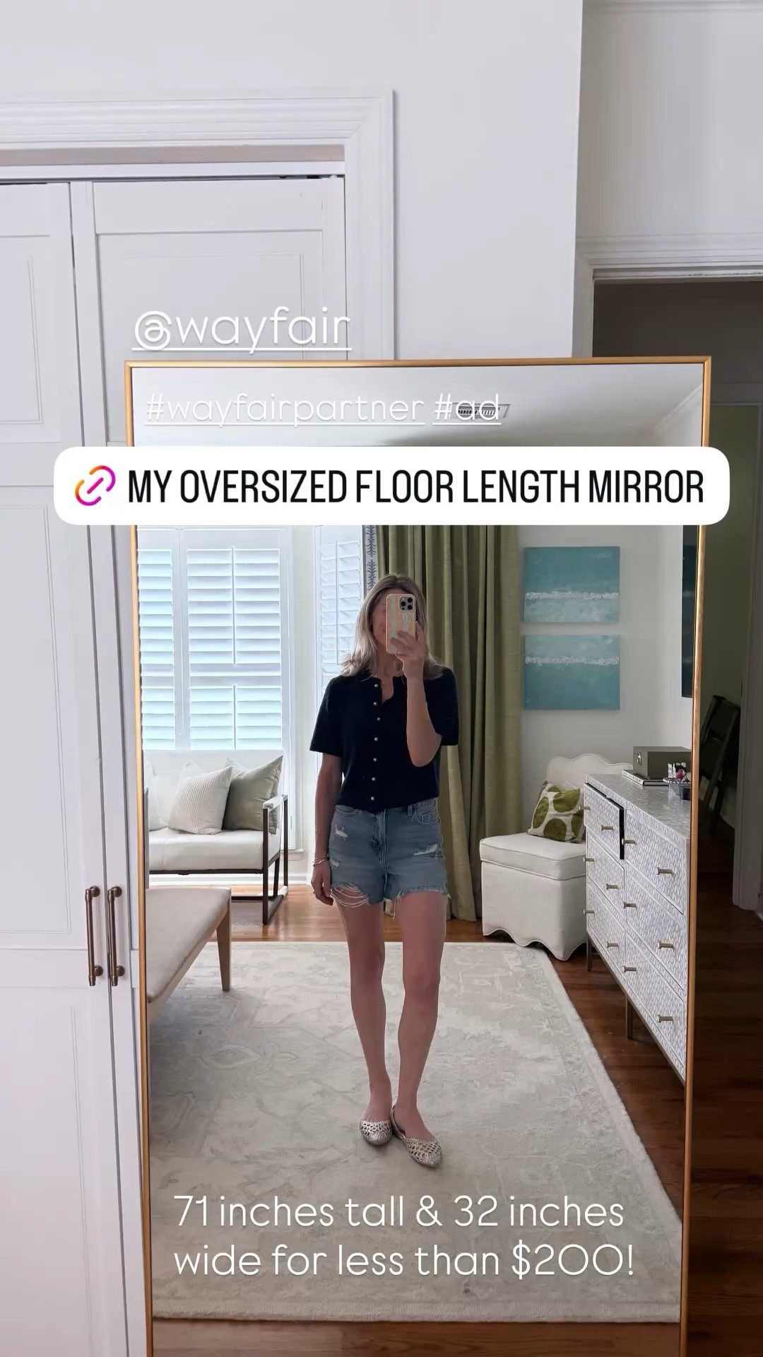 My floor length oversized mirror is  71 inches tall & 32 inches wide for less than $200! @Wayfair 

#LTKSaleAlert #LTKHome #LTKSeasonal