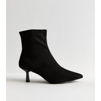 Women's Wide Fit Black Suede Effect Kitten Heel Ankle Boots Vegan New Look | New Look (UK)