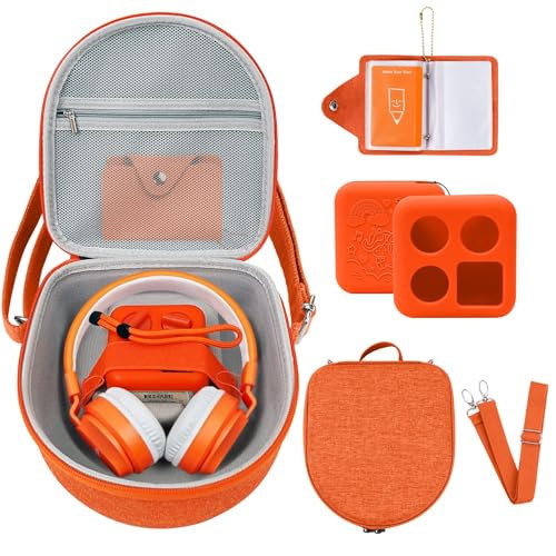 Hard Case Compatible with Yoto Mini (2024 Edition), 3-in-1 Travel Bundle: Silicone Cover + Case with Shoulder Strap (Fits Mini Player & Headphones) + Up to 10 Card Holder for YOTO Cards (Orange) | Amazon (US)