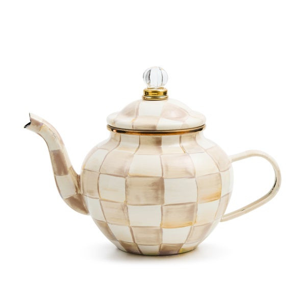 MacKenzie-Childs Mocha Check 4 Cup Teapot | MacKenzie-Childs