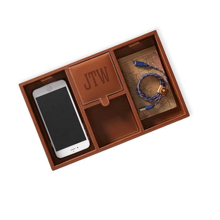 Rustic Leather Tech Catchall Tray | Mark and Graham
