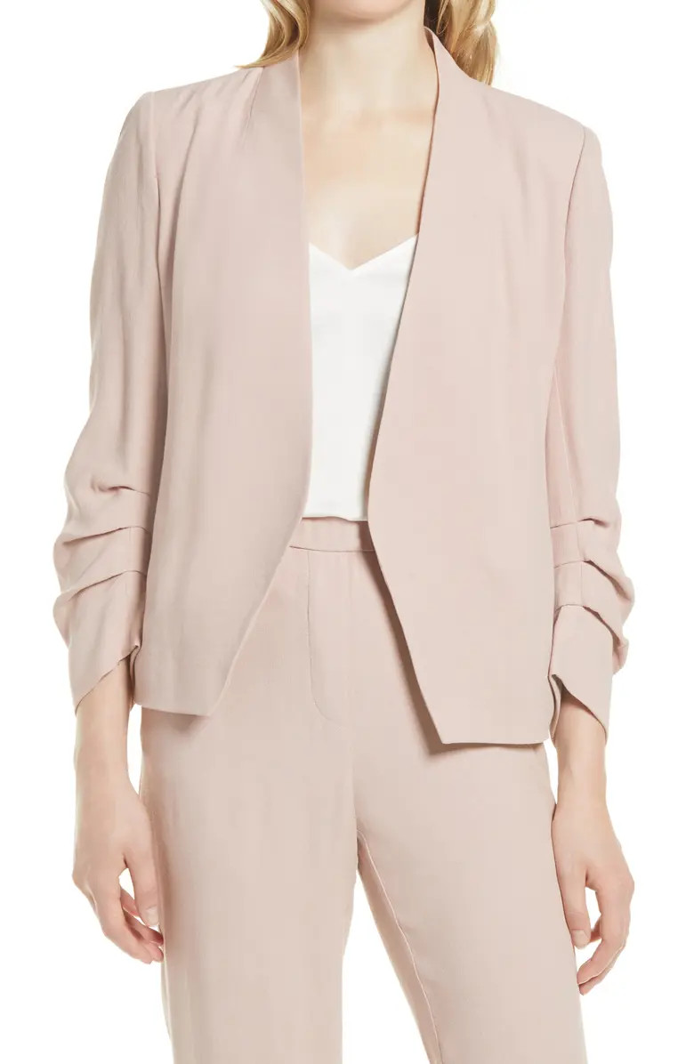Open Ruched Sleeve Crepe Blazer | Nordstrom