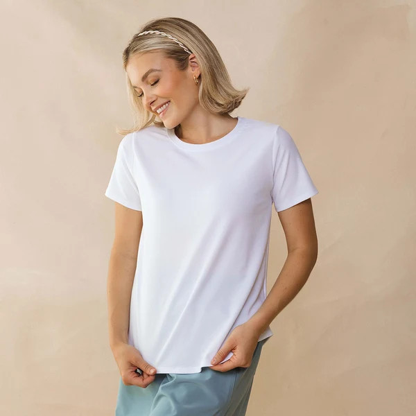 Ribbed Basic Crew Neck Tee, White | Albion Fit