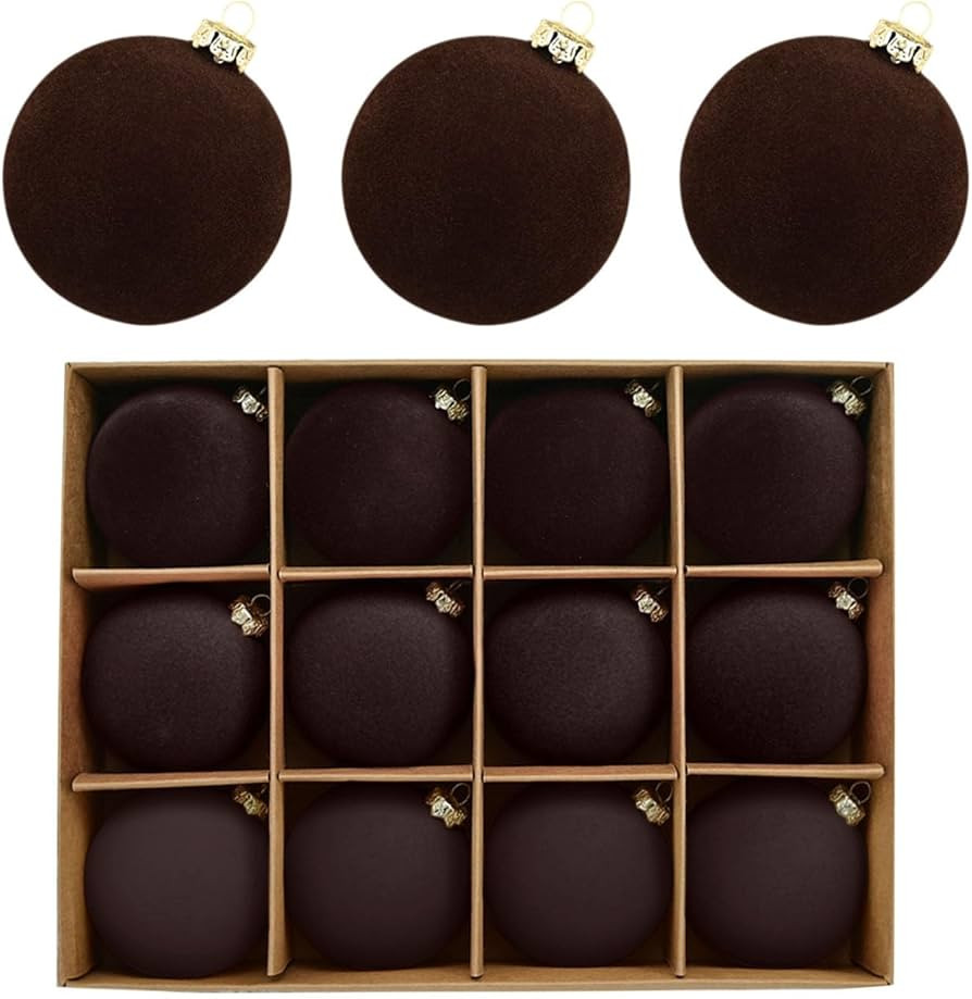 Velvet Christmas Ornaments Balls Set 12 Pcs Velvet Christmas Balls 2.4 Inch Flocked Christmas Tre... | Amazon (US)