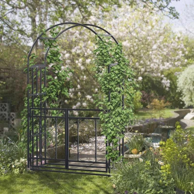 Outsunny 81" Metal Garden Arbor with Double Doors | Wayfair North America