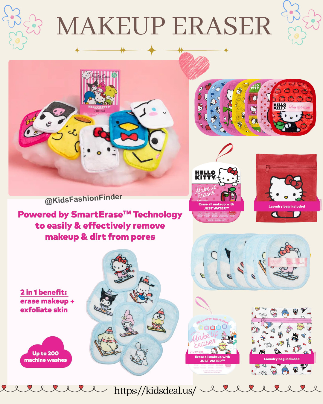 💗✨ The cutest makeup-removing must-have!

This viral makeup eraser replaces single-use wipes with soft, antibacterial fibers that remove makeup using just water — no tugging, super gentle, and reusable for 3–5 years. Eco-friendly and time-saving! 💦🌿

This Sanrio collab set is adorable — 7 cloths featuring your favorite characters + a cute Hello Kitty pouch. Perfect for Hello Kitty or Kuromi fans (little or grown!). 🎀💗

#HelloKitty #SanrioLove #MakeupEraser #EcoFriendlyBeauty #SkincareEssentials #Kuromi #BeautyDeals #CuteFinds 💗✨ 

 

#LTKGiftGuide #LTKselfcare #LTKKids