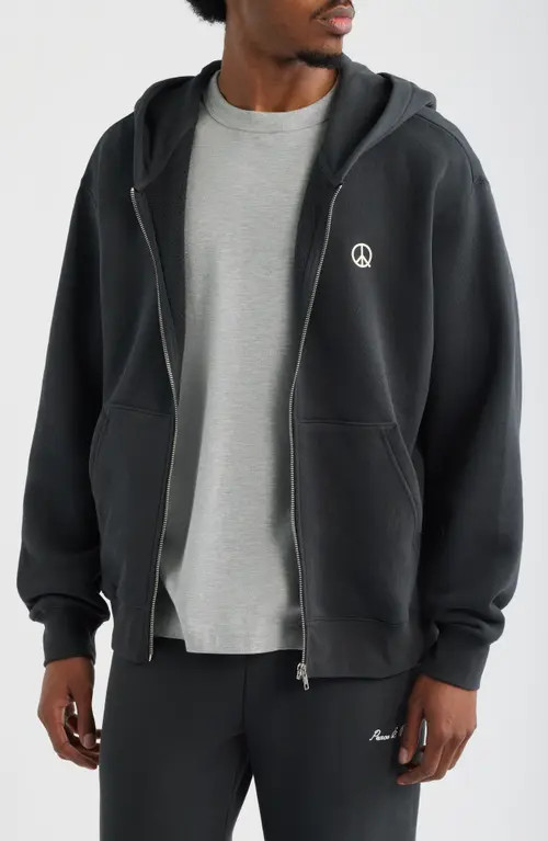 Museum of Peace & Quiet Wordmark Zip Hoodie in Black at Nordstrom, Size Large | Nordstrom